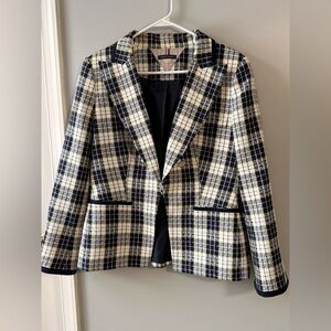 Tommy Hilfiger Blue and Yellow Plaid Women's Blazer Jacket